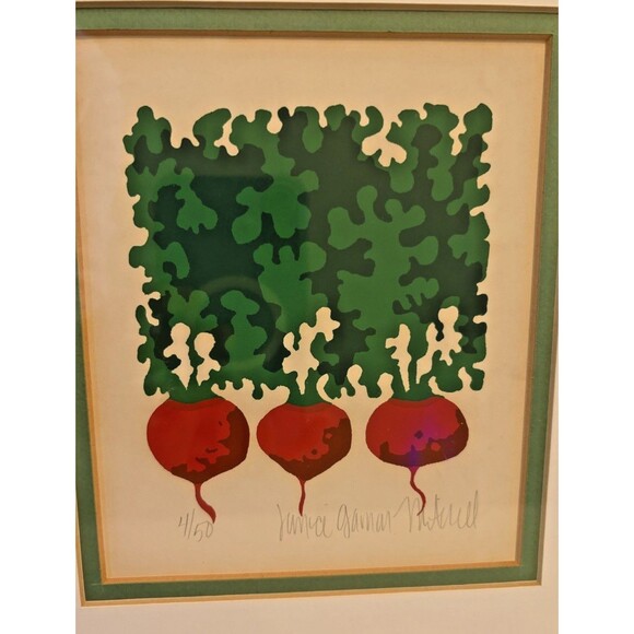 Vintage Janice Garnon Mitchell Original Print Radishes Numbered and Signed - Picture 3 of 11